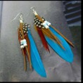 Pendientes de Plumas Bohemio - Azul